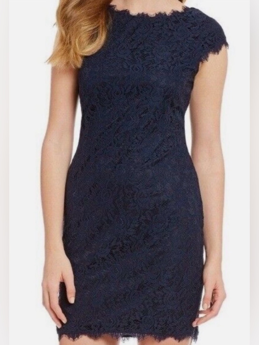 NWT Eliza J Navy Lace Cap Sleeve Cocktail Mini Dress, size 4